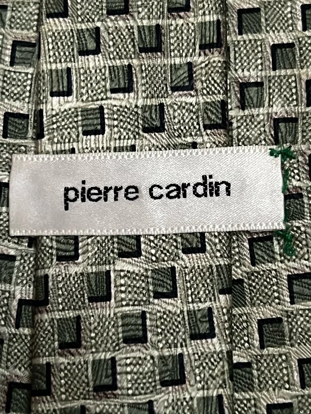 Pierre Cardin 100% Silk Luxury Designer Tie Green Pastel Geometric Retro Necktie